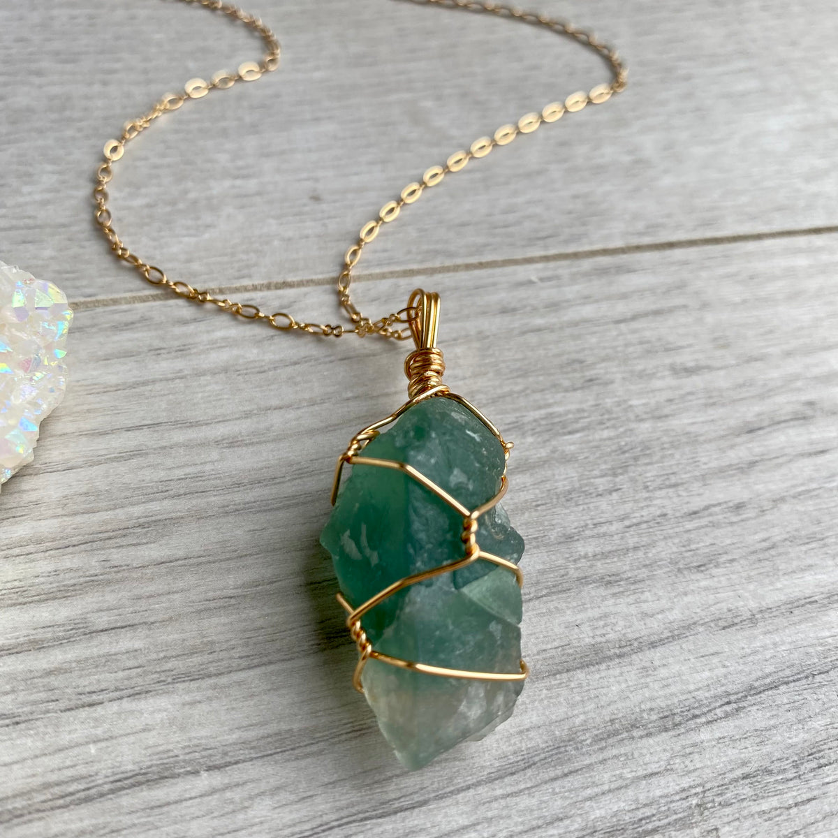 Raw Fluorite Wire Wrapped Crystal Necklace – Wholehearted Crystal Creations