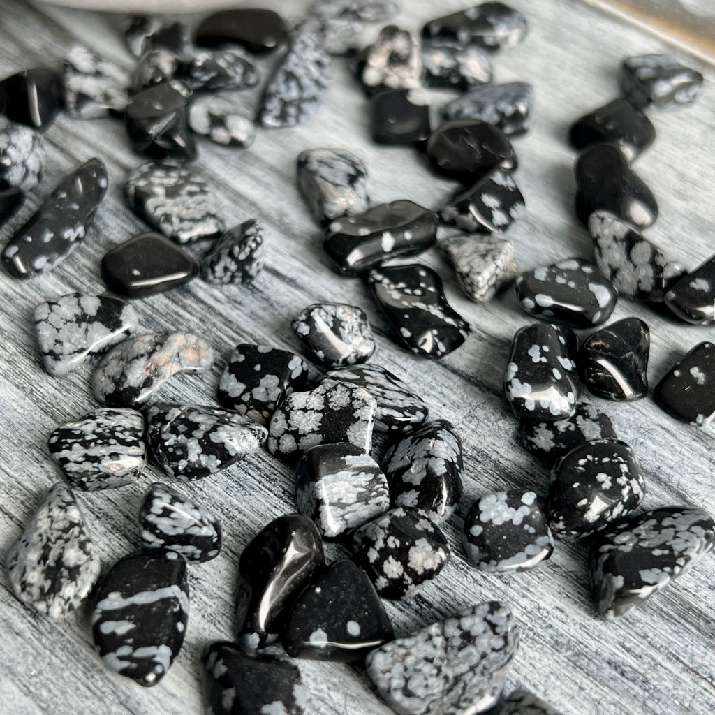 Snowflake Obsidian Extra Small Tumbled Pocket Stone x4 – Wholehearted Crystal Creations