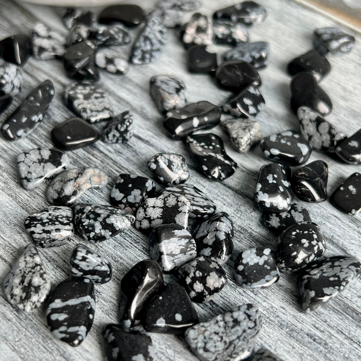 Snowflake Obsidian Extra Small Tumbled Pocket Stone x4 – Wholehearted Crystal Creations