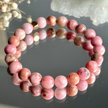 Rhodonite Stretch Bracelet with Rose Gold Hematite Spacer