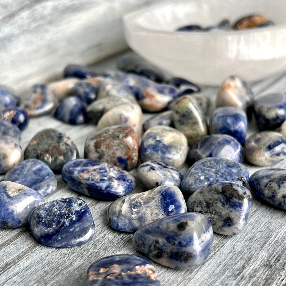 Sodalite Pocket Stone Tumbled Crystal Specimen – Wholehearted Crystal Creations