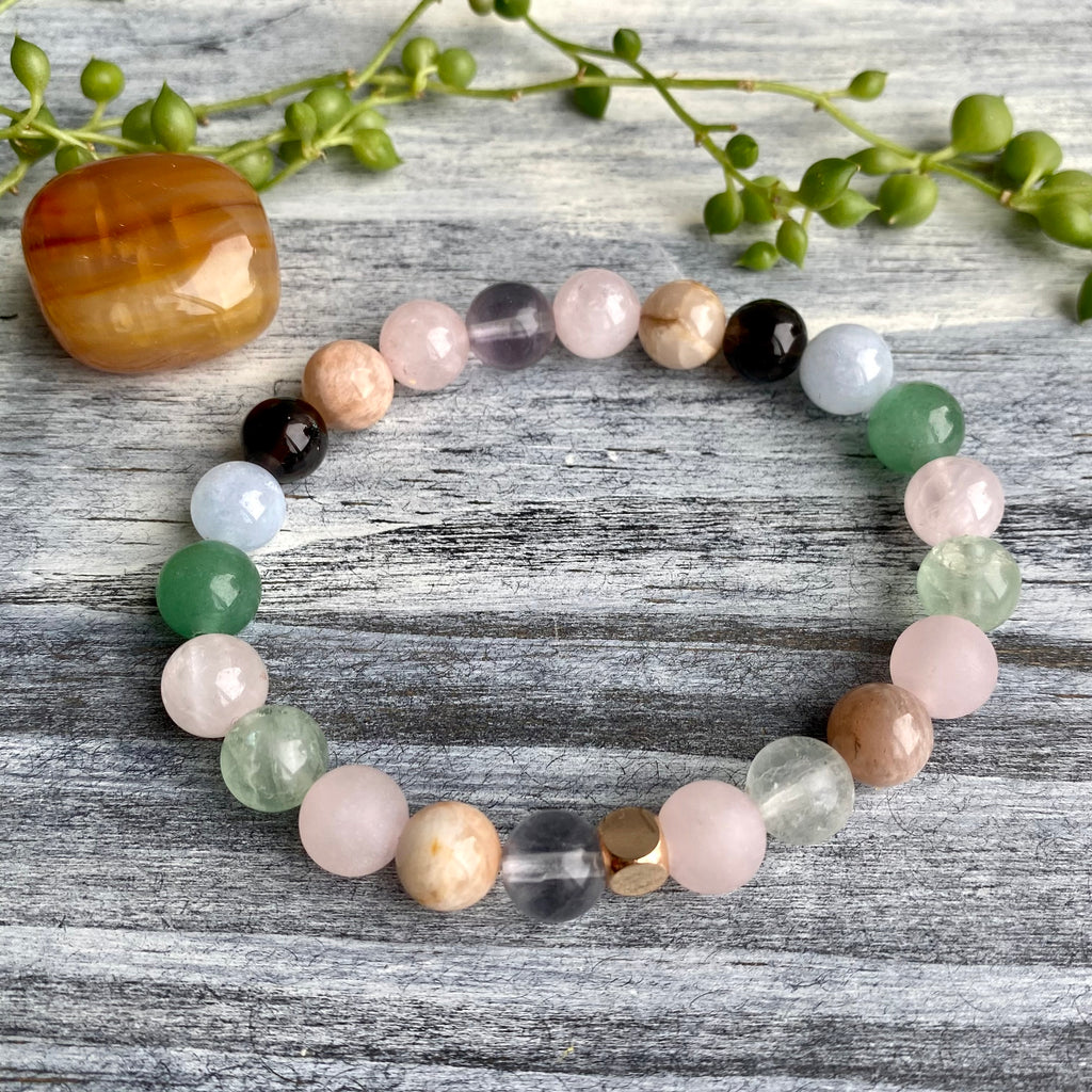 Fertility & Pregnancy Support Intention Stretch Bracelet & Carnelian Pocket Stone Specimen – Wholehearted Crystal Creations