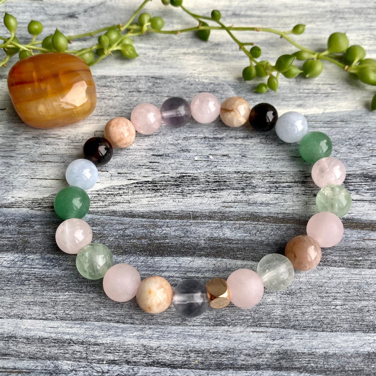 Fertility & Pregnancy Support Intention Stretch Bracelet & Carnelian Pocket Stone Specimen – Wholehearted Crystal Creations