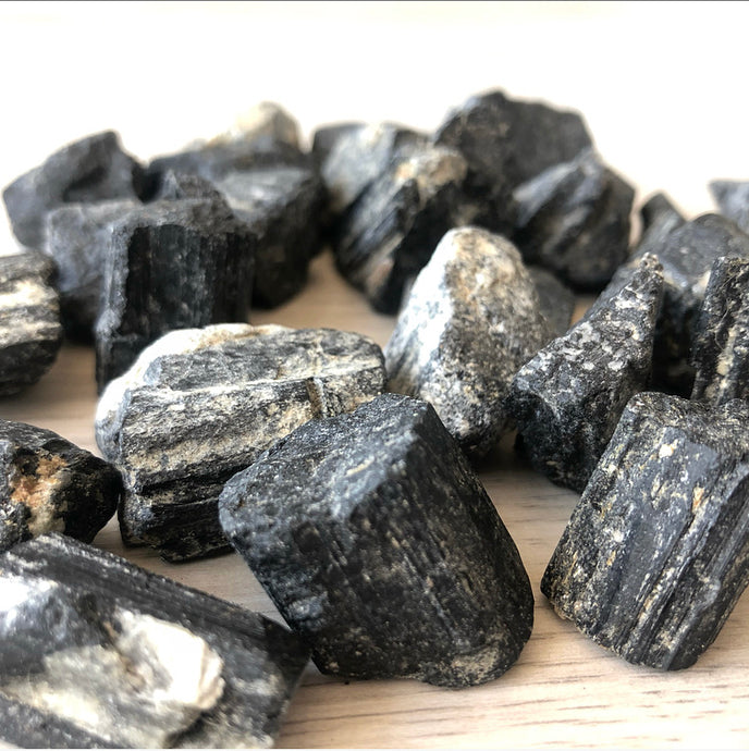 Black Tourmaline raw pocket stone specimen LG