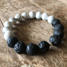 Howlite/Lava Diffuser Beaded Stretch Bracelet - 10mm Beads