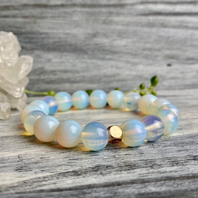 Opalite Stretch Bracelet with Rose Gold Spacer