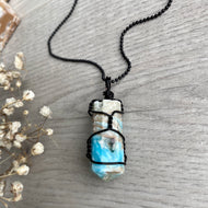 Blue Aragonite Wire Wrapped Crystal Necklace – Wholehearted Crystal Creations