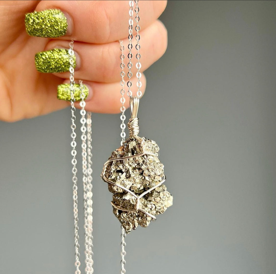 Pyrite wire wrapped necklace