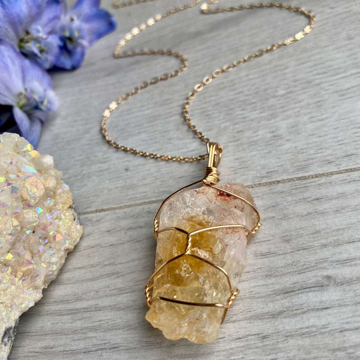 Citrine Wire Wrapped Crystal Necklace – Wholehearted Crystal Creations