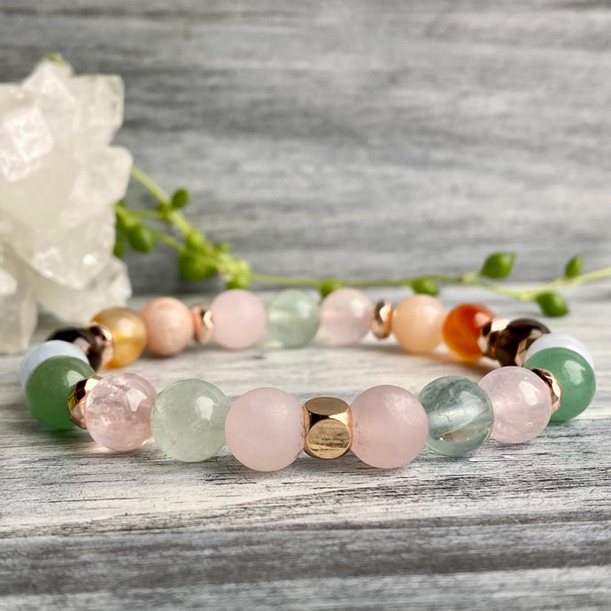 Fertility & Pregnancy Support Intention Bracelet with Rose gold Hematite Spacers