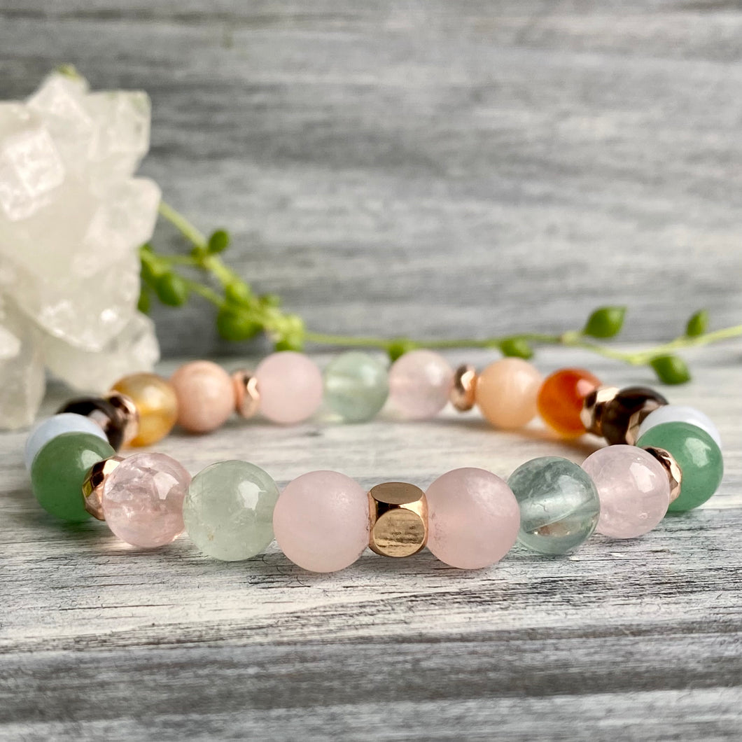 Fertility & Pregnancy Support Intention Bracelet with Rose gold Hematite Spacers