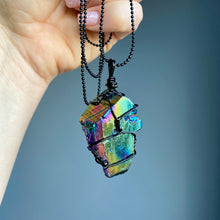Titanium Aura Black Tourmaline Wire Wrapped Necklace