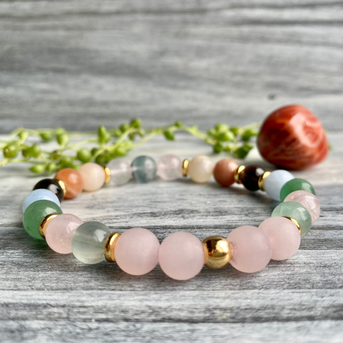 Fertility & Pregnancy Support Intention Bracelet with Gold Hematite Spacers & Carnelian Pocket Stone Specimen – Wholehearted Crystal Creations