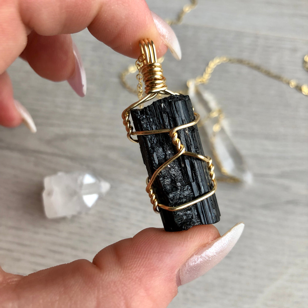 Black Tourmaline Raw Wire Wrapped Necklace – Wholehearted Crystal Creations