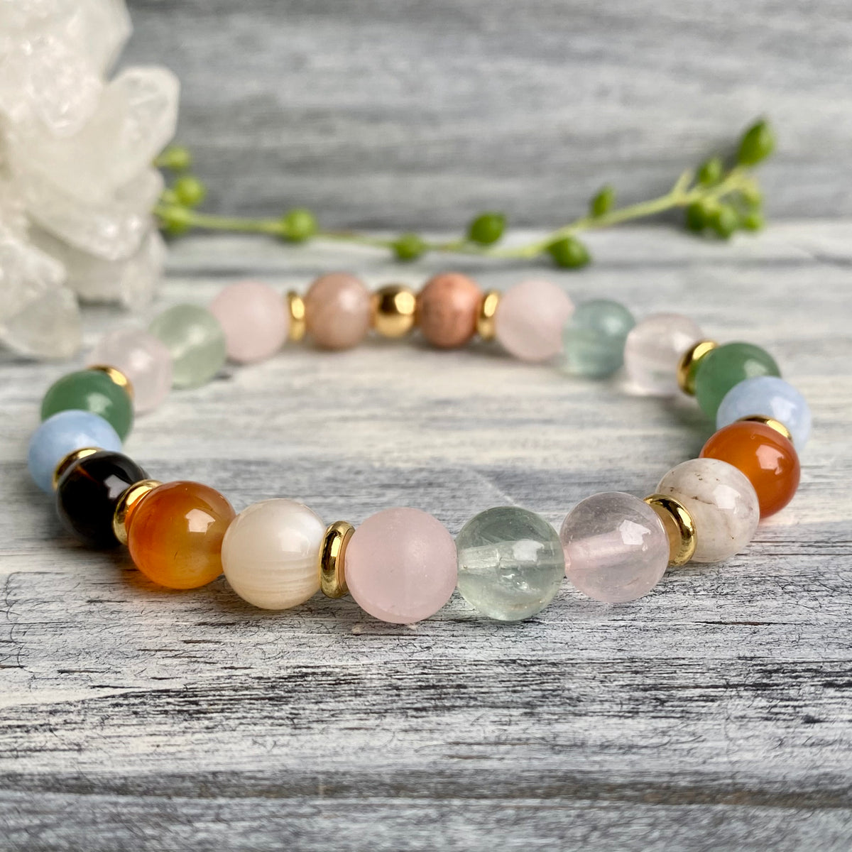 Fertility & Pregnancy Support Intention Bracelet with Gold Hematite Spacers – Wholehearted Crystal Creations