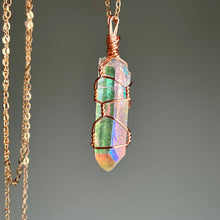 Angel aura quartz wire wrapped crystal necklaces