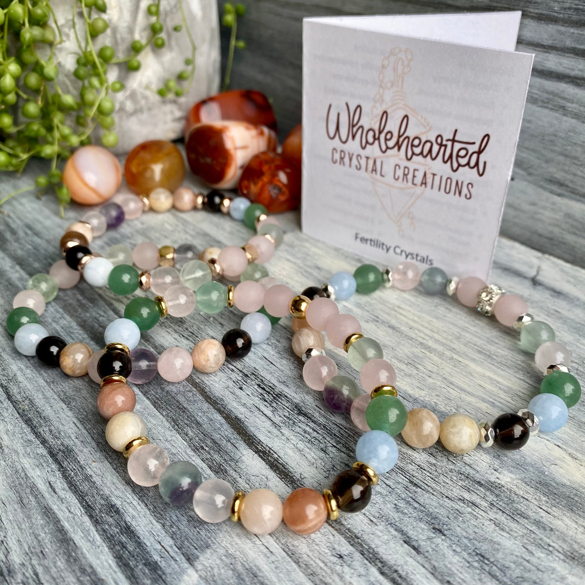 Fertility & Pregnancy Support Intention Bracelet with Gold Hematite Spacers & Carnelian Pocket Stone Specimen – Wholehearted Crystal Creations