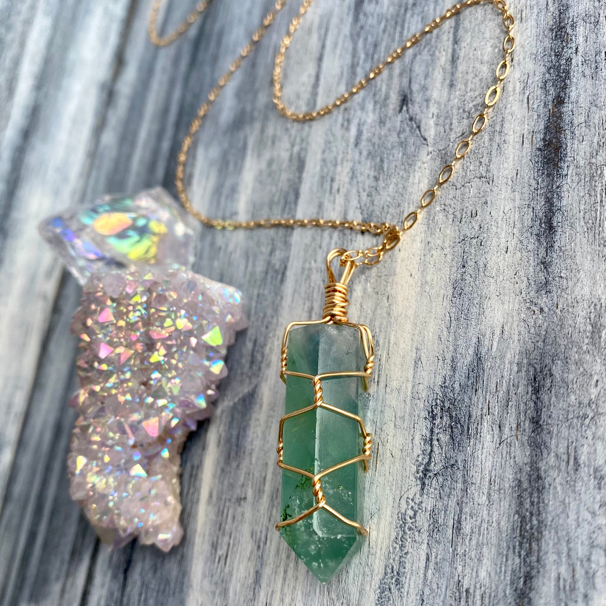 Green Fluorite Wire Wrapped Crystal Necklace – Wholehearted Crystal Creations