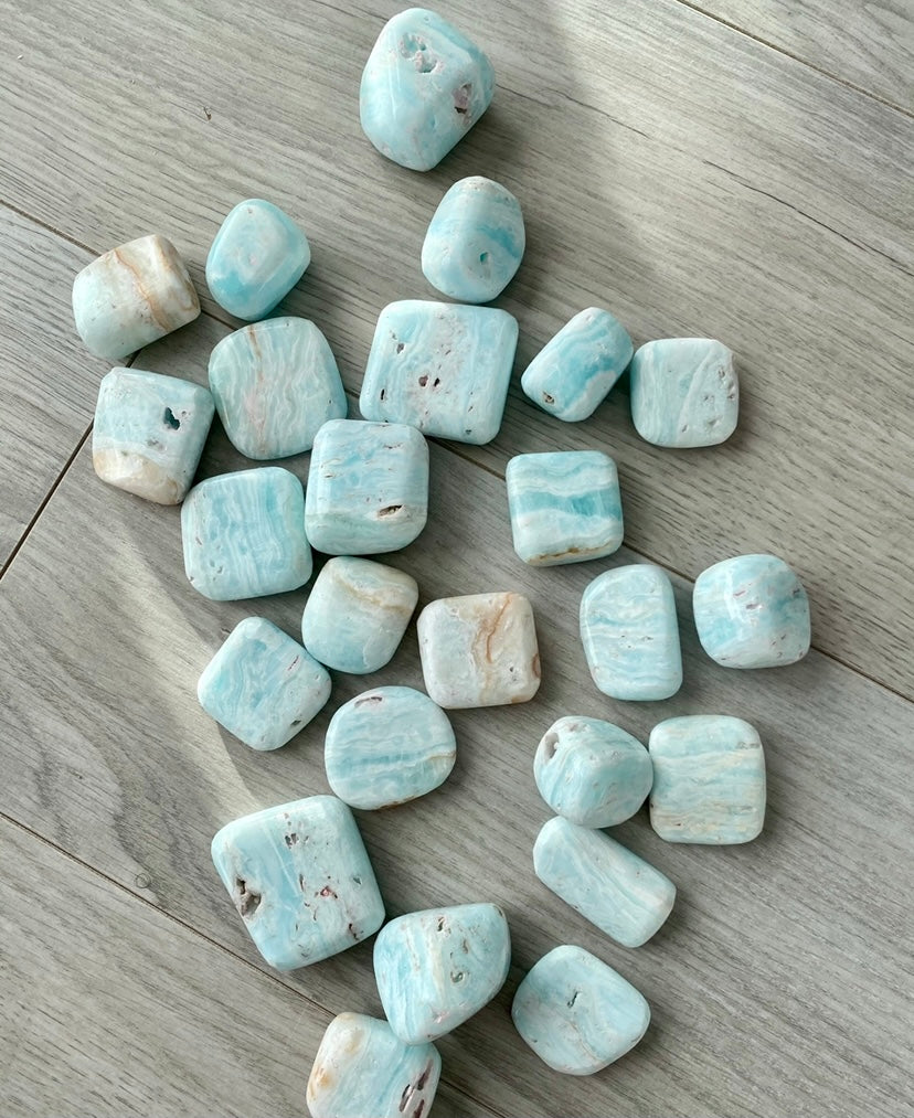 Blue Aragonite Caribbean Calcite Pocket Stone Large – Wholehearted Crystal Creations