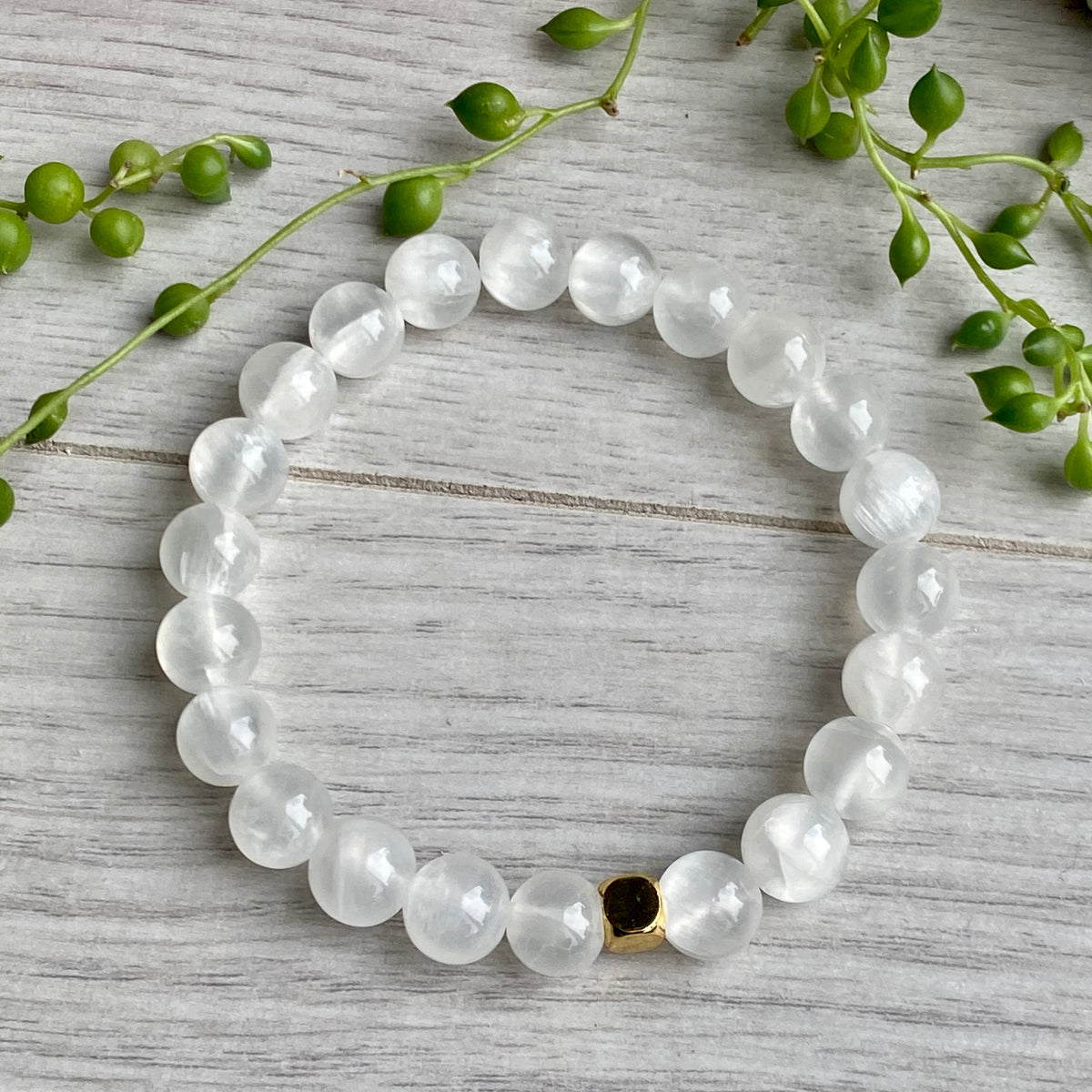 Selenite Gold Hematite Stretch Bracelet – Wholehearted Crystal Creations
