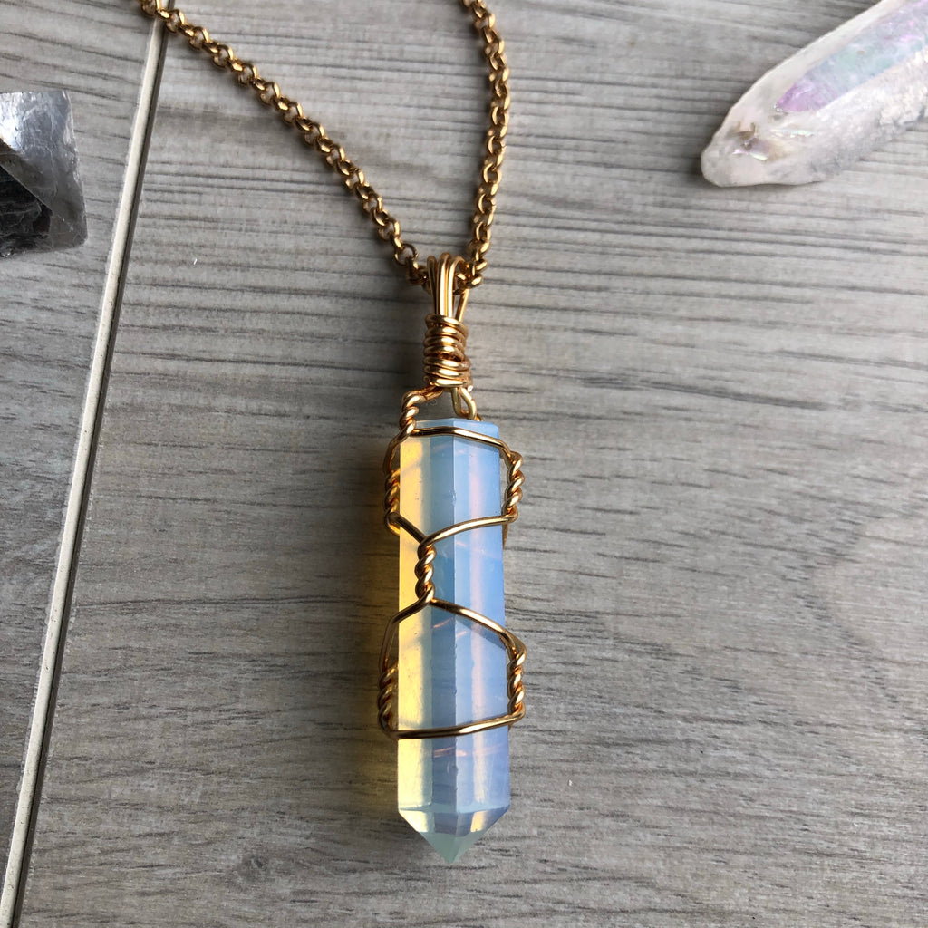 Opalite Wire Wrapped Crystal Necklace – Wholehearted Crystal Creations
