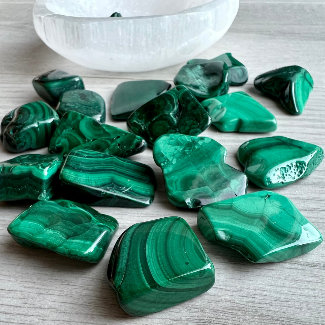 Malachite tumbled pocket stone specimen (med)