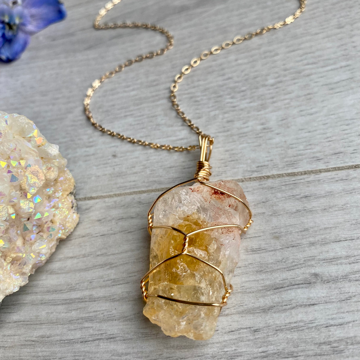 Citrine Wire Wrapped Crystal Necklace – Wholehearted Crystal Creations