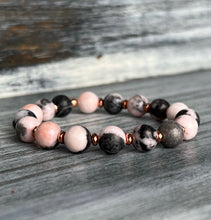 Pink Jasper with Rose Gold Hematite Spacers Stretch Bracelet with Rose Gold Hematite Spacers