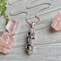 Moonstone wire wrapped crystal necklace on rose gold chain – Wholehearted Crystal Creations