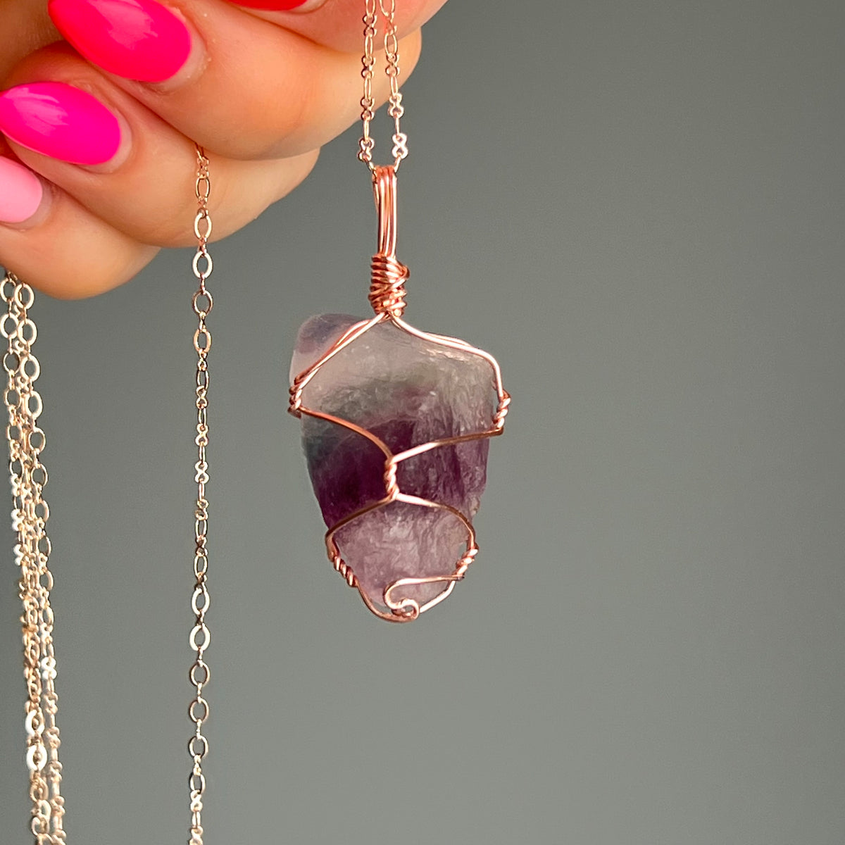 Raw Rainbow Fluorite Wire Wrapped Crystal Necklace – Wholehearted Crystal Creations