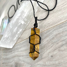 Tigers eye wire wrapped crystal necklace