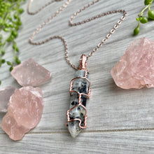Moonstone wire wrapped crystal necklace