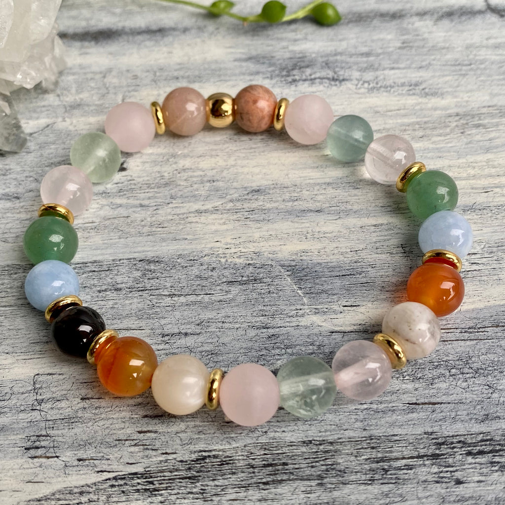 Fertility & Pregnancy Support Intention Bracelet with Gold Hematite Spacers – Wholehearted Crystal Creations