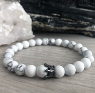 Howlite Bracelet with Black Crown Pave CZ Spacer – Wholehearted Crystal Creations