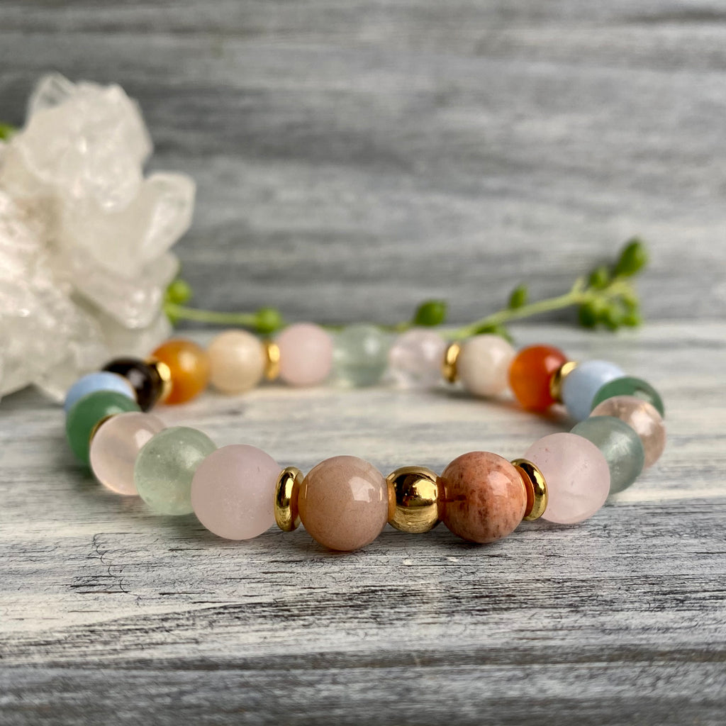 Fertility & Pregnancy Support Intention Bracelet with Gold Hematite Spacers – Wholehearted Crystal Creations