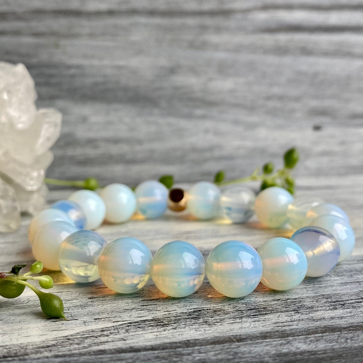 Opalite Rose Gold Spacer Stretch Bracelet – Wholehearted Crystal Creations