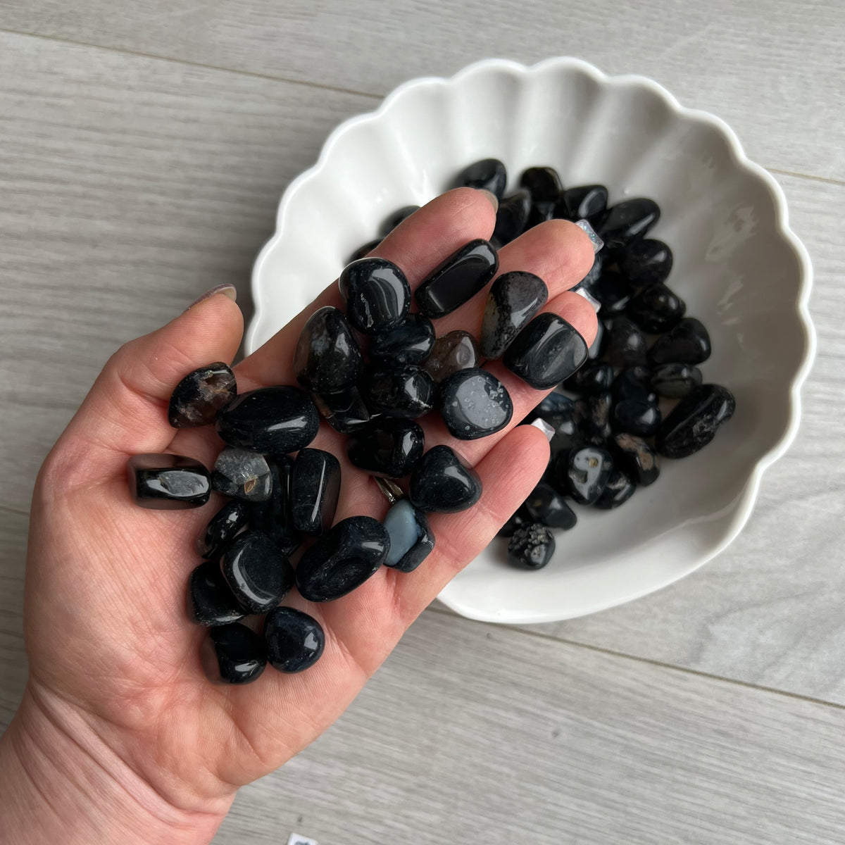 Black Agate Tumbled Pocket Stone Specimen – Wholehearted Crystal Creations