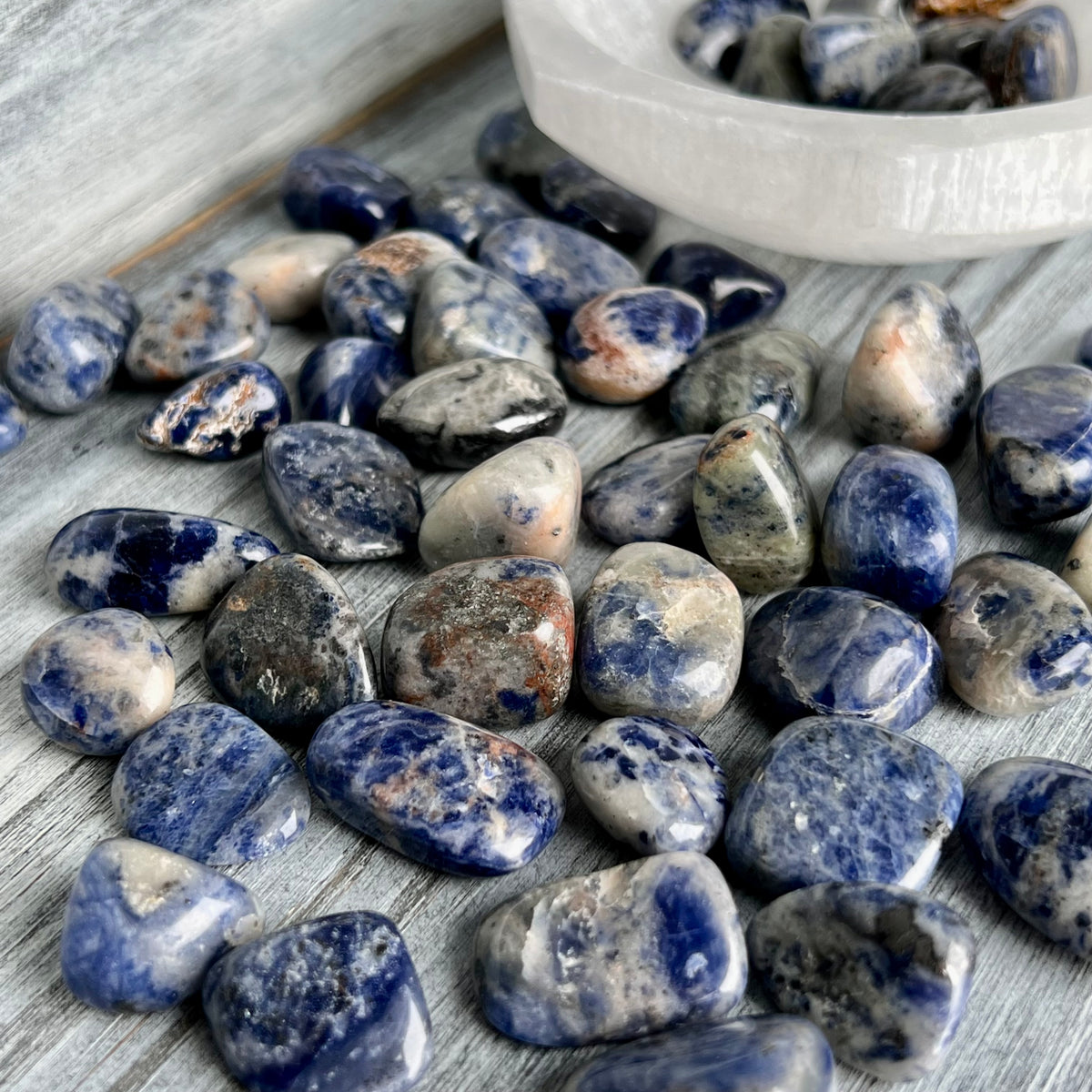 Sodalite Pocket Stone Tumbled Crystal Specimen – Wholehearted Crystal Creations