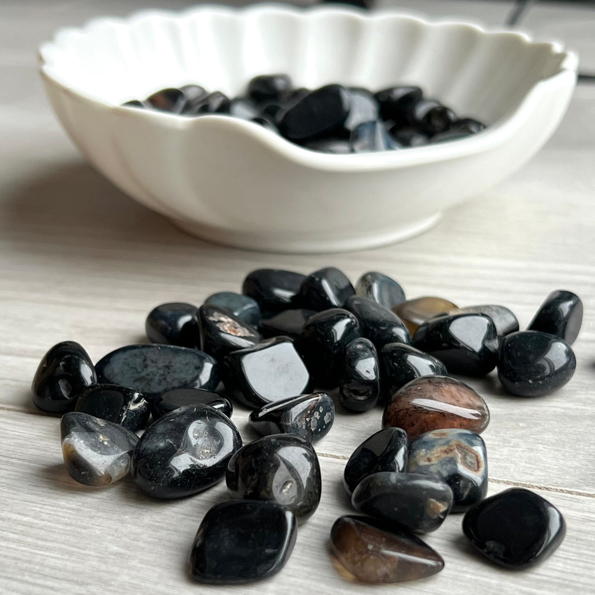 Black Agate Tumbled Pocket Stone Specimen – Wholehearted Crystal Creations