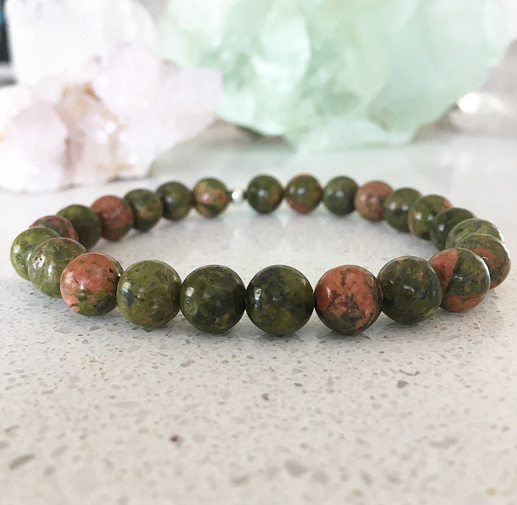 Unakite Jasper Stretch Bracelet – Wholehearted Crystal Creations