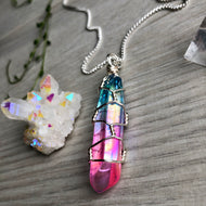 Aura Quartz Wire Wrapped Necklace – Wholehearted Crystal Creations