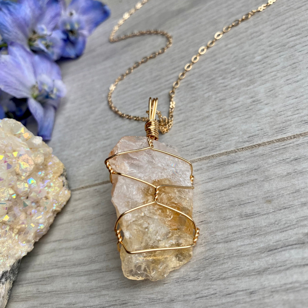 Citrine Wire Wrapped Crystal Necklace – Wholehearted Crystal Creations