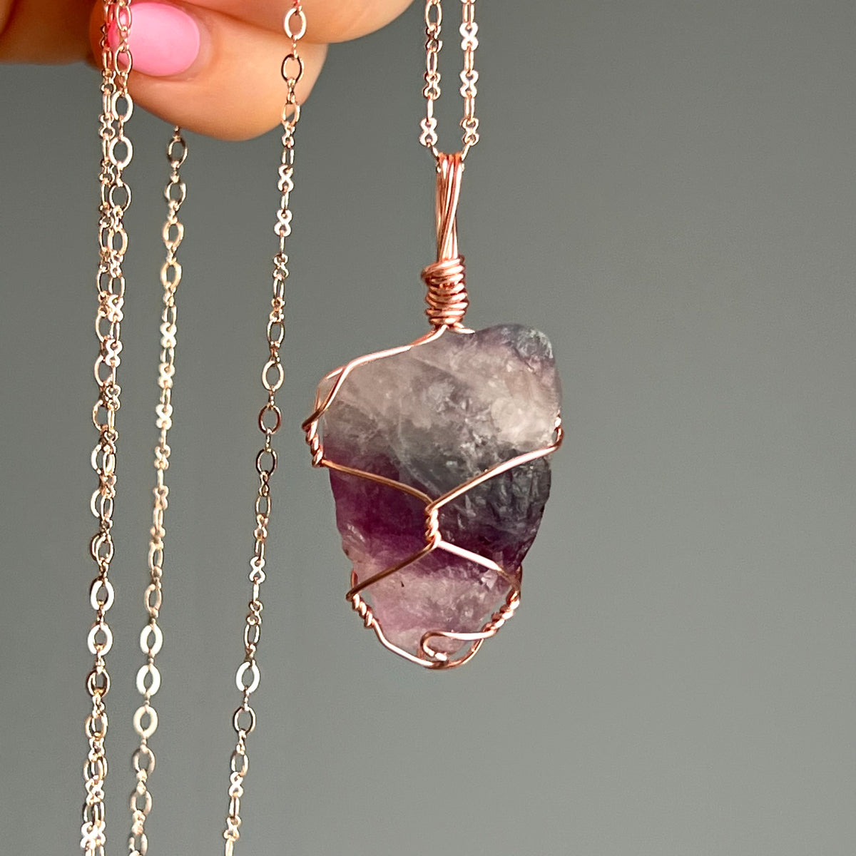 Raw Rainbow Fluorite Wire Wrapped Crystal Necklace – Wholehearted Crystal Creations