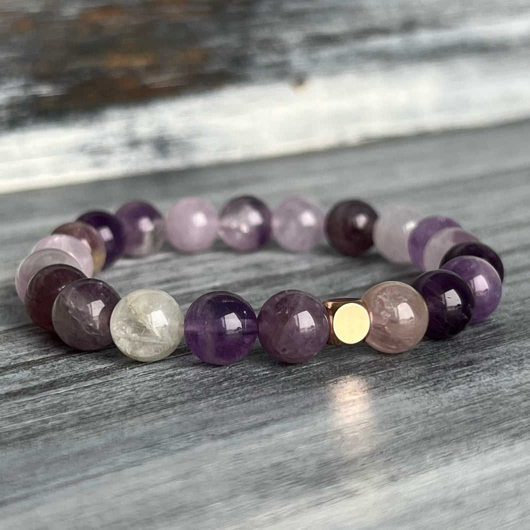 Amethyst with Hematite Spacer Beaded Stretch Bracelet