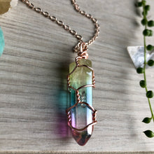 Rainbow Aura Quartz wire wrapped necklace