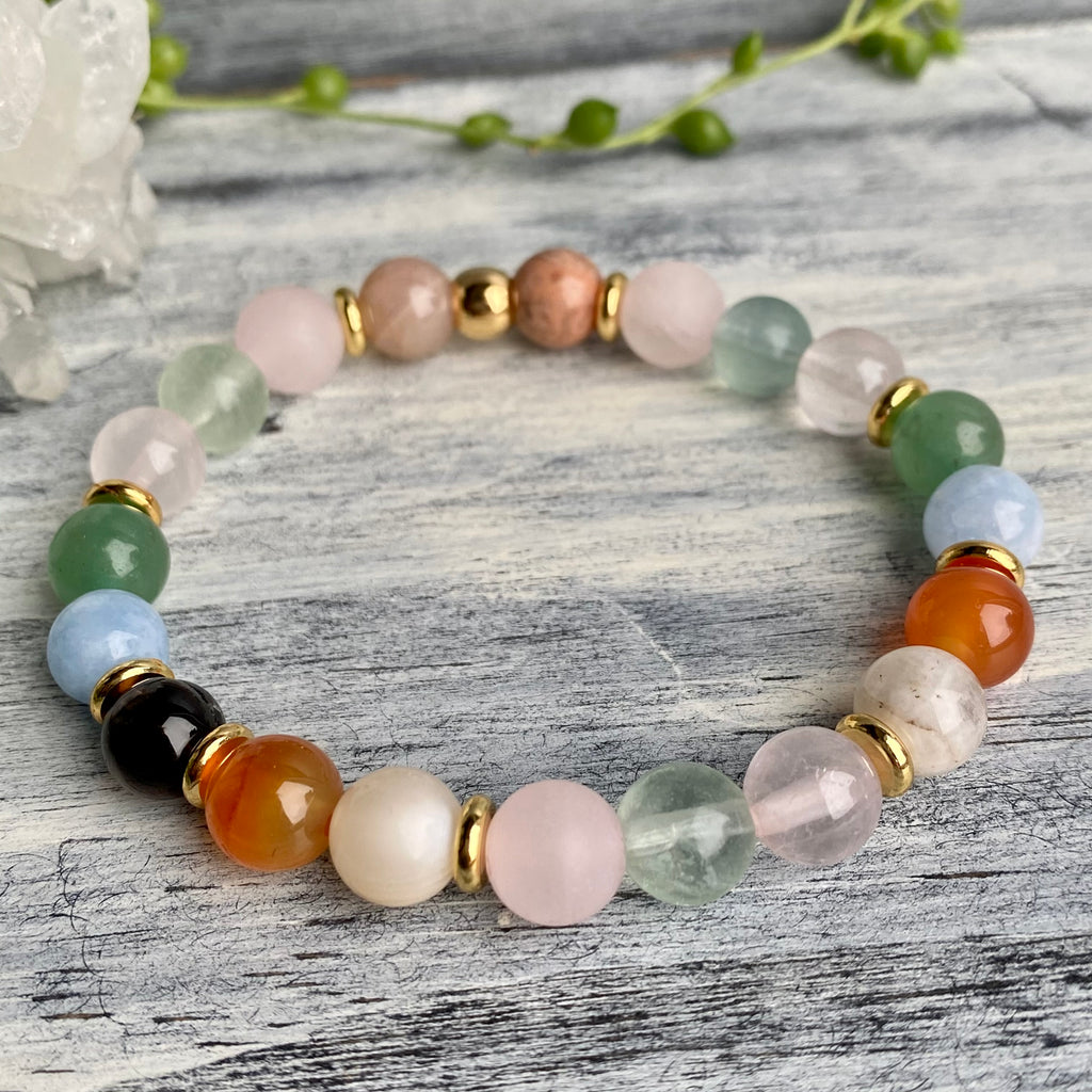 Fertility & Pregnancy Support Intention Bracelet with Gold Hematite Spacers – Wholehearted Crystal Creations
