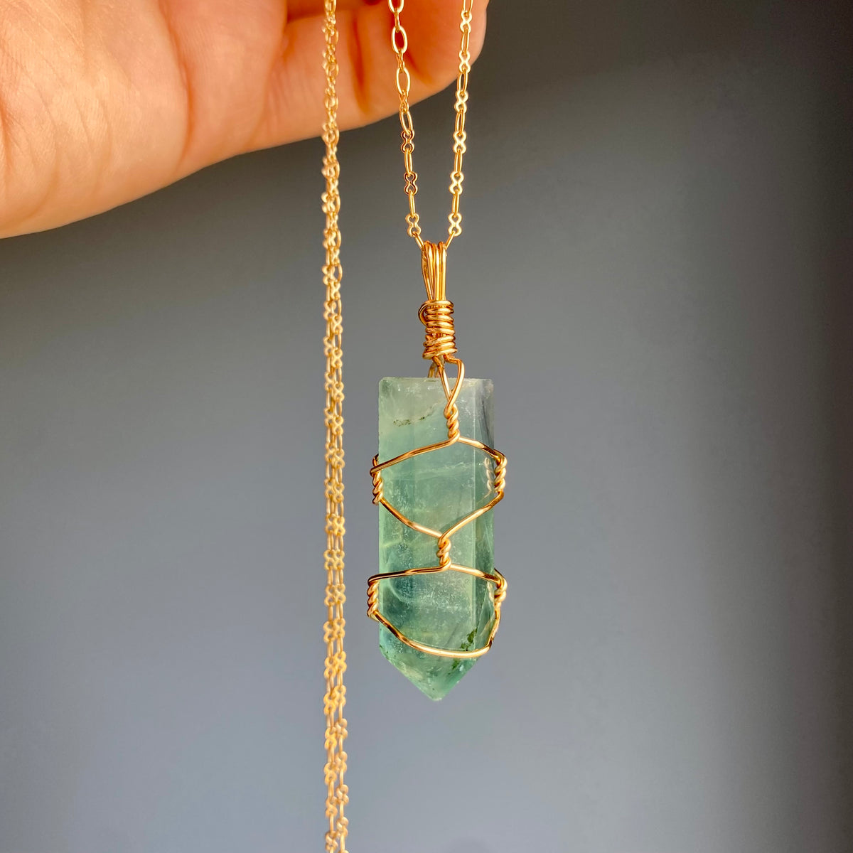 Green Fluorite Wire Wrapped Crystal Necklace – Wholehearted Crystal Creations