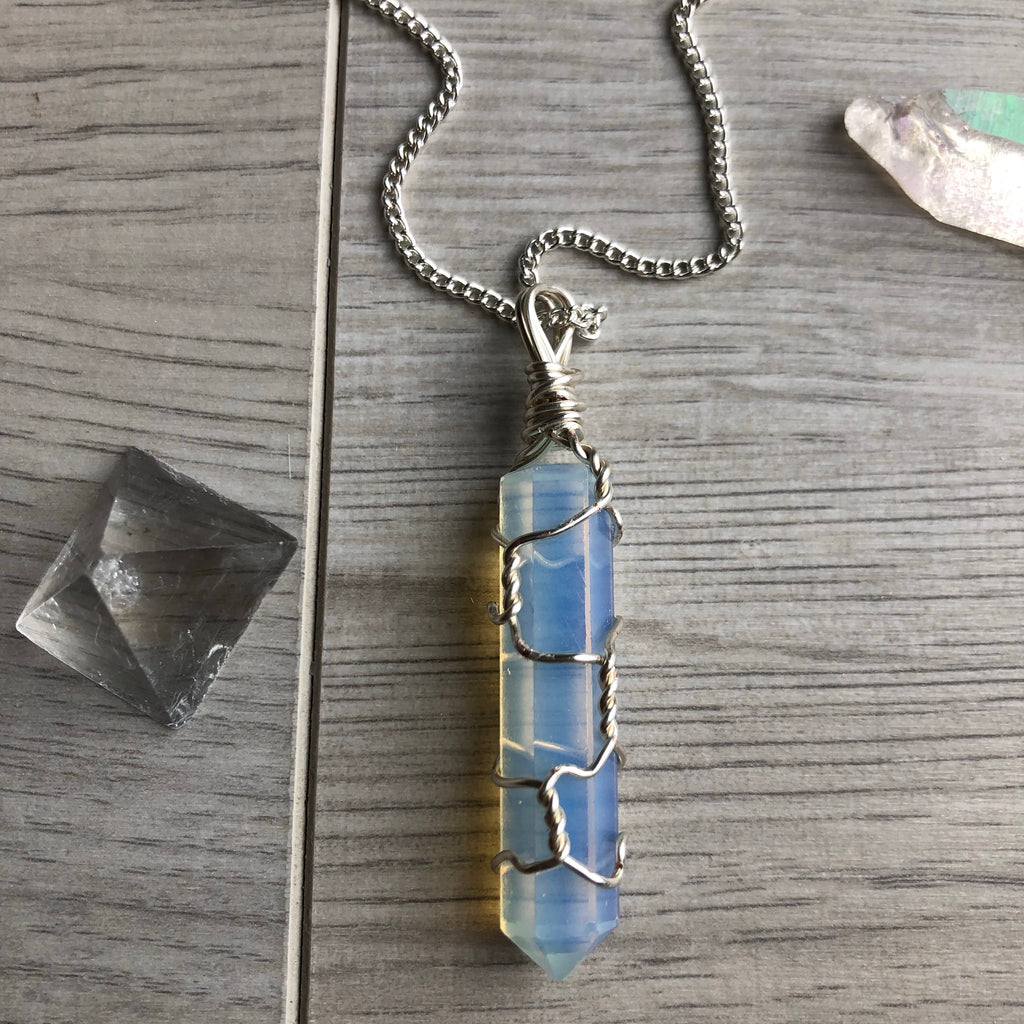 Opalite Wire Wrapped Crystal Necklace – Wholehearted Crystal Creations
