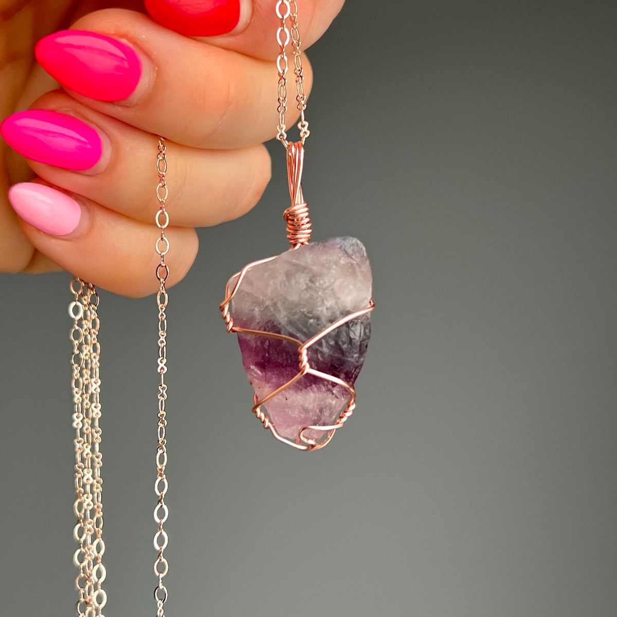 Raw Rainbow Fluorite Wire Wrapped Crystal Necklace – Wholehearted Crystal Creations