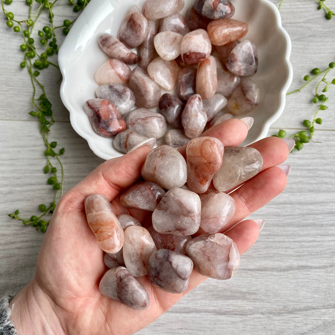 Hematoid Quartz (Fire Quartz) tumbled pocket stone crystal specimen